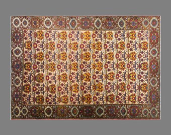 Vintage Avanos Rug, 5.1 x 8.4 ft Handmade Wool Rug, Central Anatolian Turkish Floral Area Rug
