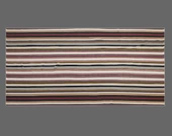 Large Minimalist Vintage Turkish Kilim Rug 190x400 cm (6.2x13.1 ft) | One-of-a-Kind | 60+ Years Old