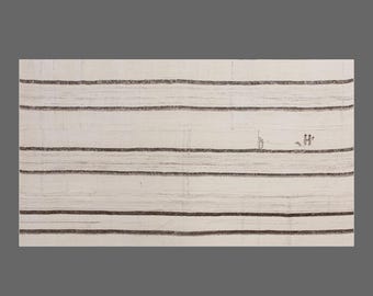 Large Minimalist Vintage Turkish Kilim Rug 158x295 cm (5.2x9.7 ft) | One-of-a-Kind | 60+ Years Old