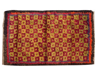 4x6 Moroccan Beni Ourain Rug,Vintage Handmade Wool Tulu Flokati Rug