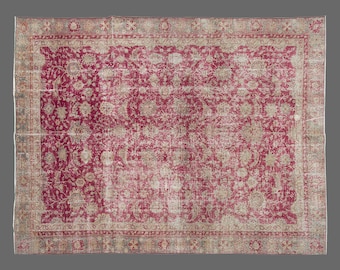 8x12 Vintage Turkish Rug, Area Rug, Handwoven Wool Carpet, Oversized Boho Area Rug, Living Room Decor, 8x12 Carpet