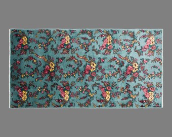 Vintage Turkish Runner Rug, 4.9 x 10 ft, 148 x 305 cm, Hand-Knotted Wool Rug, Turquoise Floral Hallway Carpet
