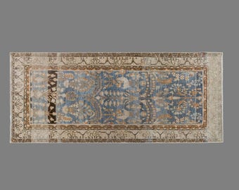 Large Rug, 101 x 257 cm (3.3 x 8.5 ft), Turkish Rug, Vintage Rug, Oushak Rug, Antique Rug, Handmade Rug, Old Rug, 60+ Years