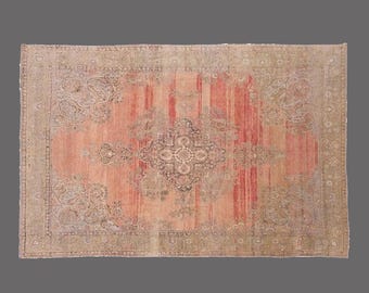 Oversized Vintage Turkish Oushak Rug: 9.4 x 12.12 ft, Hand Woven Wool