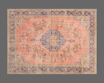 Turkish Rug, Vintage Rug, 8 x 12  feet, Oushak Rug, Antique Rug, Oriental Rug, Handmade Rug, Decorative Rug, Muted Rug, Old Rug,Area Rug