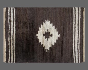 4'2"x6'4" ft Moroccan Beni Ourain Rug,Vintage Handmade Wool Tulu Flokati Rug