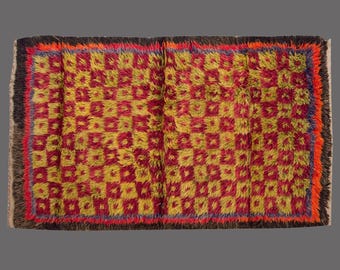 4x6 Moroccan Beni Ourain Rug,Vintage Handmade Wool Tulu Flokati Rug