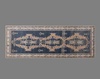 Handwoven Turkish Wool Runner Rug | Vintage Anatolian Carpet, 60+ Years Old
