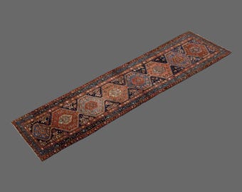 Hexagon Glory of Turkey, Vintage Turkish Runner Rug, 4 x 16 ft Rug, Vintage Runner Rug