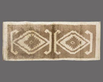 2'7"x6'8" ft Moroccan Beni Ourain Rug,Vintage Handmade Wool Tulu Flokati Rug