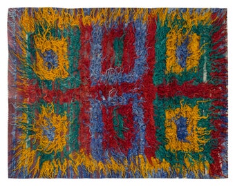4x6 Moroccan Wool Beni Ourain Rug,Vintage Bohemian Flokati Rug
