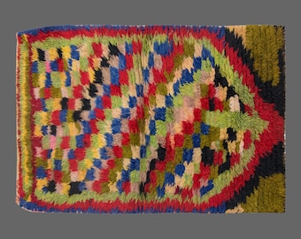 2'7"x4" ft Turkish Handmade Wool Shaggy Rug,Bohemian Beni Ourain Rug,Flokati Rug