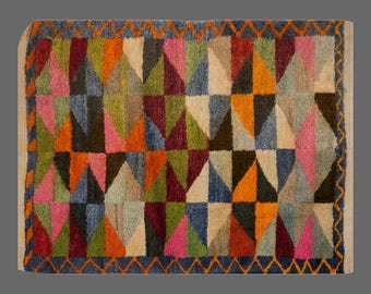 100 x 120 cm Vintage Rug, Tulu Rug 3'3 x 4 feet, Handmade Wool Tulu Rug, Oriental Rug, Handmade Rug, Decorative Tulu Rug
