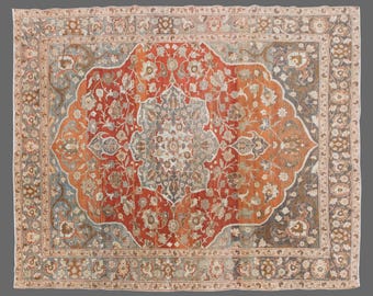 9x12 Vintage Turkish Area Rug, Vintage Rug, Large Rug, Handwoven Wool Carpet, Large Boho Area Rug, Living Room Statement Piece, 9x12 Carpet