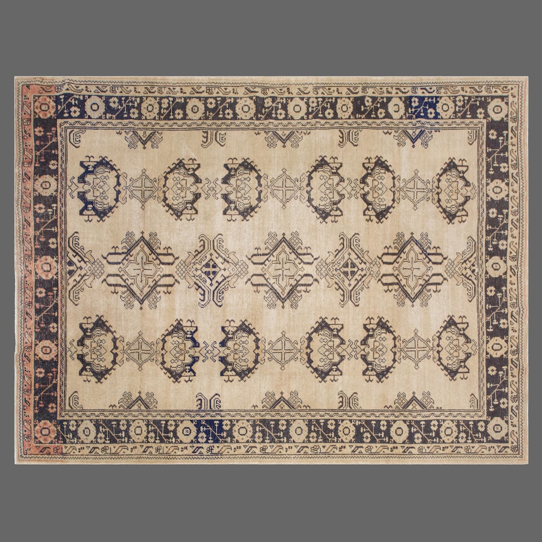 60+ Yrs Old Turkish Rug, Vintage Area Rug, 6.7x8.9 Feet, Oushak Rug ...