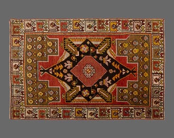 Harvest Tale of Central Anatolia, Vintage Turkish Rug, 3 x 5 ft Rug, Vintage Rug