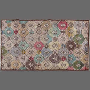 Garden Echoes of Oushak, Vintage Turkish Rug, 3 x 6 ft Rug, Vintage Rug