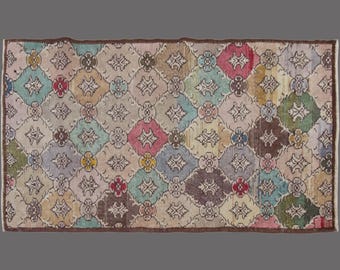 Garden Echoes of Oushak, Vintage Turkish Rug, 3 x 6 ft Rug, Vintage Rug