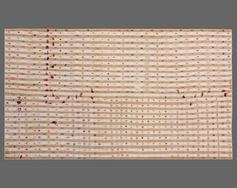 Minimalist Modern Striped Kilim Rug 160x325 cm – Handwoven Turkish Flatweave, 5'3" x 10'8" Vintage Cotton Kilim, Neutral Boho Design