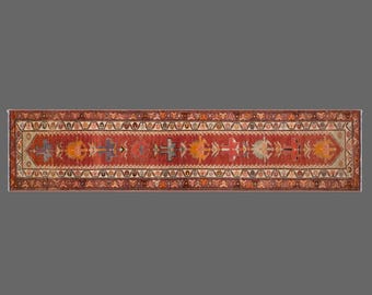 60+ Year Old One-of-a-Kind  Kurdish Herki Runner 87x385 cm / 2.9x12.6 ft | Vintage Hallway Rug