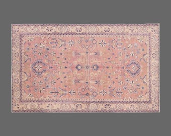 60 Year Old Boho Design | Wool on Wool Area Rug | Natural Dyed Antique Rug | Vintage Wool Rug 5'2"x8'7" | Handwoven Turkish Carpet