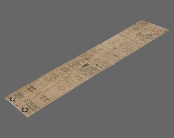 1.10 X 11.7 ft Vintage Rug Runner,Floor Oushak Rug,Hallway Turkish Rug Runner,Oushak Rugs,long runner, narrow long runner,Oushak Long Runner
