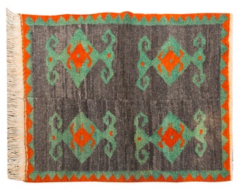 4x5 Shaggy vintage Turkish Handmade Tulu rug,Bohemian Wool Beni Ourain Rug,Flokati rug