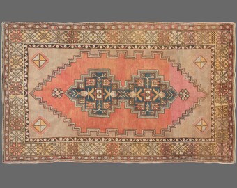 Sunrise of Central Anatolia, Vintage Turkish Rug, 4 x 7 ft Rug, Vintage Rug