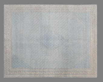 Antique Turkish Oushak Rug 330x405 cm (10'10" x 13'3"), Vintage Handmade Wool, 60+ Years Old Oversized Area Rug