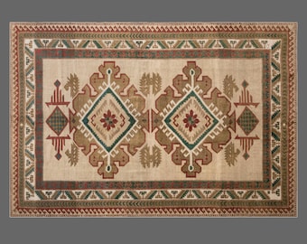 60+ Year Old Turkish Kars Rug 185x270 cm / 6.1x8.9 ft | Vintage Wool Area Rug