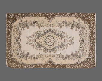 4x7 Vintage Turkish Beige Rug,Oriental Beige Rug,Antique Oushak rug,4x7 Handmade Boho Area Rug