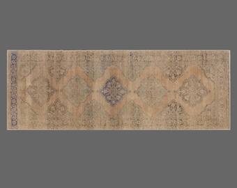 Vintage Turkish Oushak Runner Rug 60+ YO – Handwoven Wool on Wool, Naturally Dyed, Bohemian Design, Hallway or Long Corridor Rug, 155x425 cm