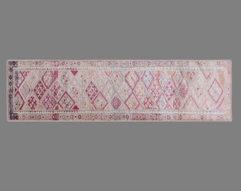 Vintage Anatolian Runner Rug 2'8" x 13' (83x395 cm), 60+ Yr Old One of a Kind Turkish Oushak Rug, Handmade Antique Wool Rug, Hallway Rug