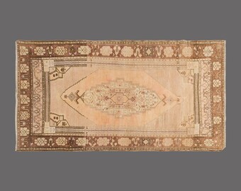 Claylight of Anatolia, Vintage Turkish Rug, 3 x 7 ft Rug, Vintage Rug