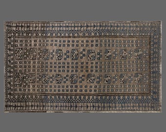 Handwoven Vintage Turkish Rug 60+ Years – Wool on Wool, Natural Dyes, Bohemian & Timeless Design, 85x135 cm / 2.8x4.4 ft