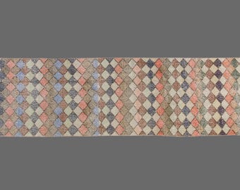 Harlequin Garden of Oushak, Vintage Turkish Runner Rug, 3 x 9 ft Rug, Vintage Rug