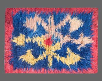 5x6 Turkish Handmade Wool Shaggy Rug,Bohemian Beni Ourain Rug,Flokati Rug