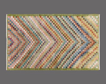 Zigzag of Oushak, Vintage Turkish Rug, 3 x 5 ft Rug, Vintage Rug