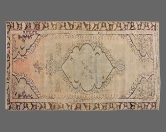 Area Rug, "Turkish Rug, Vintage Rug, 2.6 x 4.8 feet, Oushak Rug, Antique Rug, Oriental Rug, Handmade Rug, Decorative Rug, Muted Rug, Old Rug