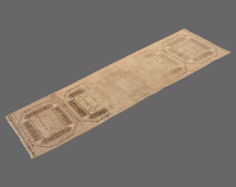Vintage Oushak Wool Runner Rug: Antique Turkish Hallway Rug (2'6 x 10'6)