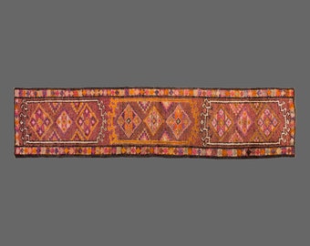 3x13 Vintage Runner Rug,Turkish Boho Runner Rug,3x13 Oriental Runner Rug,Handmade Boho Runner
