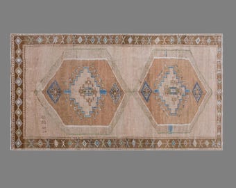 Antique Turkish Oushak Rug 205x362 cm (6'9" x 11'10"), Vintage Handmade Wool, 40 Years Old Large Area Rug