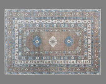 Turkish Vintage Rug 6'1" x 8'10" (185x270 cm), 60+ Years Old Handmade Oushak Rug, Antique Rug, Area Rug, Bohemian Rug