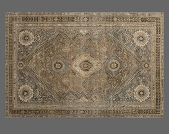 60+ YO Vintage Rug, Area Rug, Turkish Rug, 6.7x10 ft, Oushak Rug, Antique Rug, Oriental Rug, Handmade Rug,Decorative Rug, Muted Rug,Old Rug