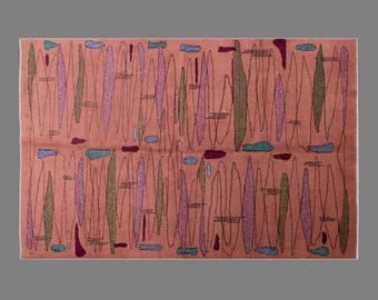 Vintage Oushak Rug 156x240 cm (5'1" x 7'10"), Turkish Handmade Wool, 60+ Years Old Antique Bohemian Rug