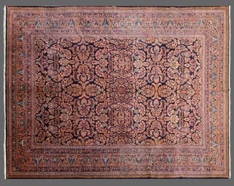 Vintage Turkish Oushak Rug 326x417 cm (10'7x13'8 ft) – 60+ Years Old Handmade Wool Carpet, Antique Oriental Area Rug, Bohemian Large Rug