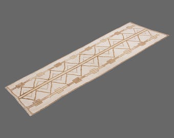 Antique Oushak Runner Rug 2'11"x10'9" – Vintage Turkish Wool Runner – Handwoven Flatweave – Muted Earthy Colors – Anatolian Carpet