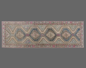 Turkish Handmade Runner Rug 96x272 cm / 3.1×8.9 ft, 60+ yrs Old