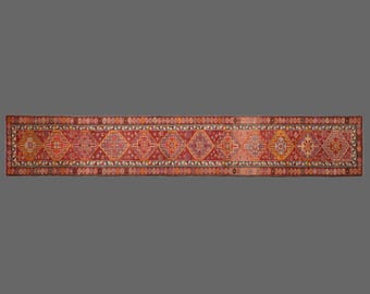 Handwoven One-of-a-Kind Vintage  Kurdish Herki Runner 85x475 cm (2.8x15.6 ft) | 60+ Years Old