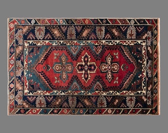 Antique Turkish Nomadic Wool Rug, 80+ Yr Old Döşemealtı Area Carpet